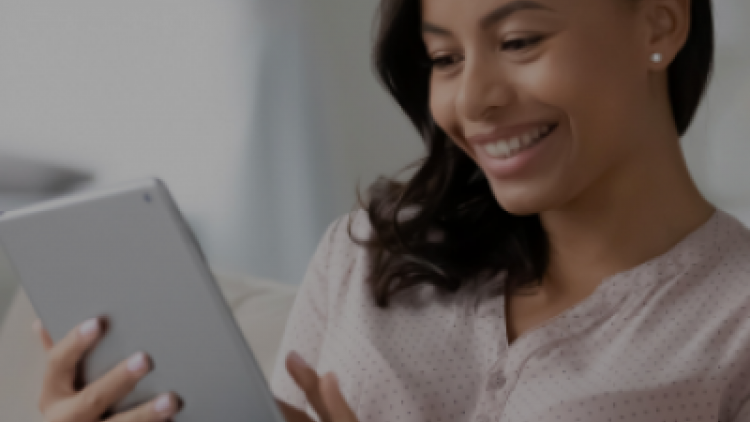 Woman attending a virtual event